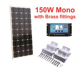 Solar Panel 150 Watt 12-18 Volt Monocrystalline, With 30A Controller Z Brackets