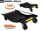 2 x Heavy Duty Vehicle Wheel Dolly Sets Ball Bearings Trolley Rated at 900KG