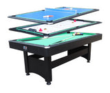 Rack & Roll Assembled 7Ft Multi Function 3 in 1 Pool Table, Hockey, Table Tennis Table Green