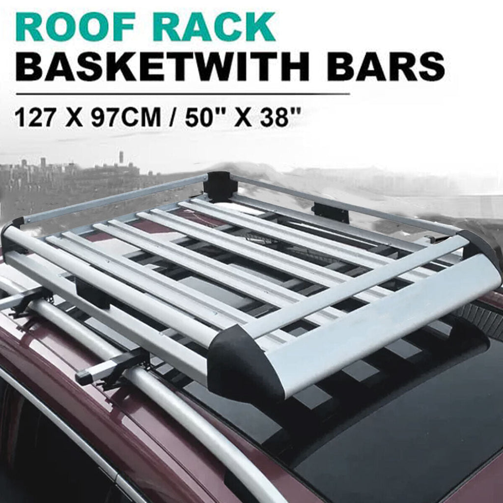 Universal Roof Rack Basket Car Top Luggage 127X90 cm (Sliver