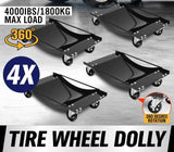 4 x Heavy Duty Vehicle Wheel Dolly Sets Ball Bearings Trolley Rated at 1800KG