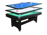 Rack & Roll Assembled 7Ft Multi Function 3 in 1 Pool Table, Hockey, Table Tennis Table Green