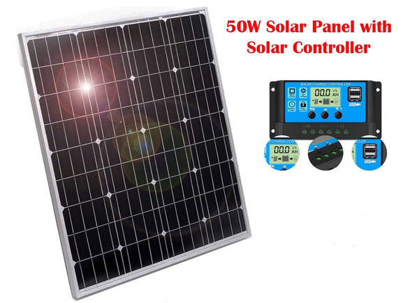 Premium Grade A 50W Mono Crystalline Solar Panel 12V to 18V with  30A Controller