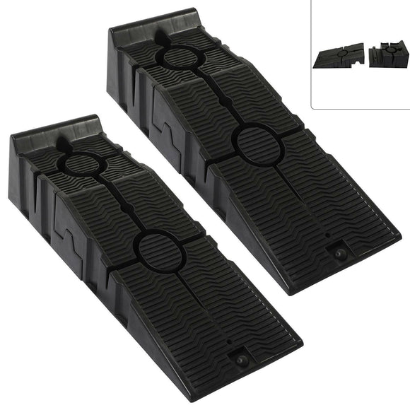 2 X SUPER STABLE EXTRA WIDE HEAVY DUTY PLASTIC CAR RAMPS WIDE WHEELS