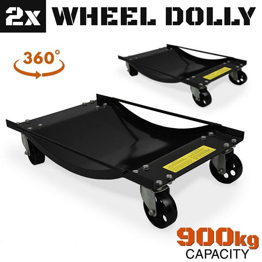 2 x Heavy Duty Vehicle Wheel Dolly Sets Ball Bearings Trolley Rated at 900KG