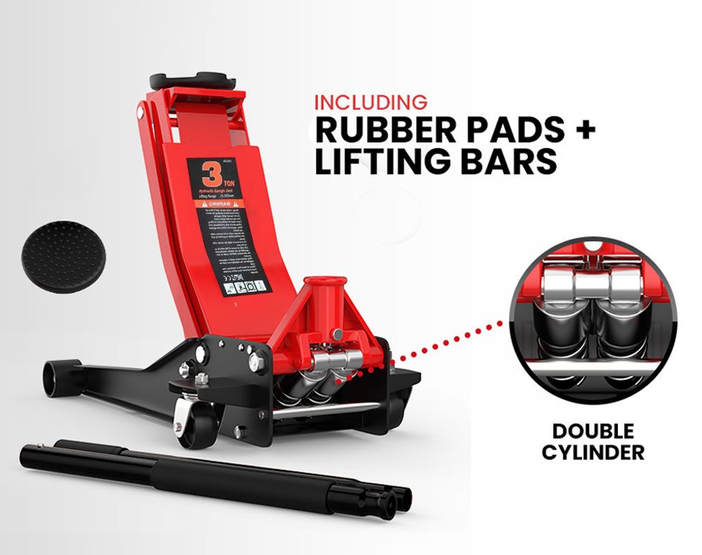 Trolley Floor Jack 3Ton  (Double Pump)  29kg  83-465mm