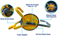 Wheel Lock Clamp Car Caravan Trailer Security Keys Heavy Duty 13'' - 15''
