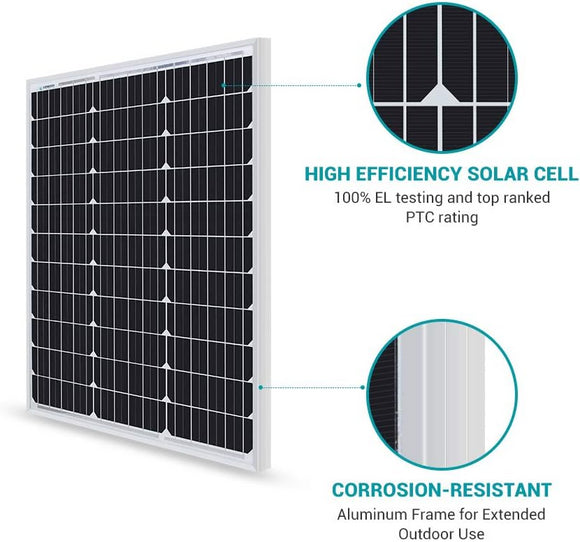 Premium Grade A+ 50W Mono Crystalline Solar Panel 12V to 18V