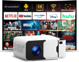 Mini Smart Projector Android  1080P & 4K Support, Electric Focus WiFi  Bluetooth
