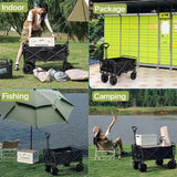 Folding Wagon Cart, Garden Carts Large Capacity Beach Foldable Outdoor Camping