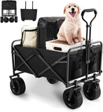 Folding Wagon Cart, Garden Carts Large Capacity Beach Foldable Outdoor Camping