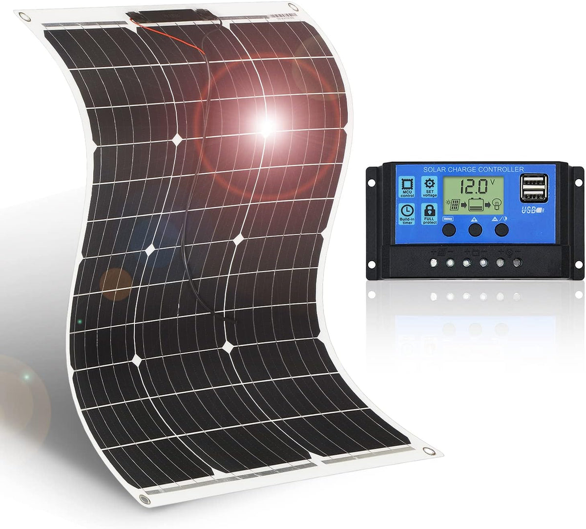 200 Watt Monocrystalline Flexible Solar Panel  With  A 30amp Controller