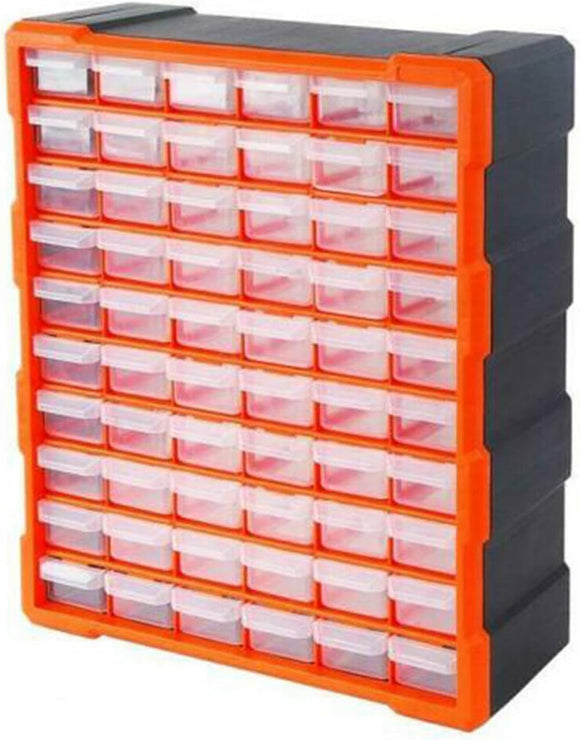 60 Drawer Workshop Tool Storage Bin Chest - Freestanding or Wall Mounted Cabinet