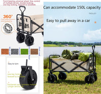 Folding Wagon Cart, Garden Cart, Picnic Cart Cream
