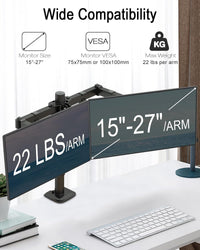 15-27" Dual Monitor Stand with Clamp Base