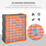 60 Drawer Workshop Tool Storage Bin Chest - Freestanding or Wall Mounted Cabinet