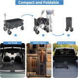 Folding Wagon Cart, Garden Carts Large Capacity Beach Foldable Outdoor Camping