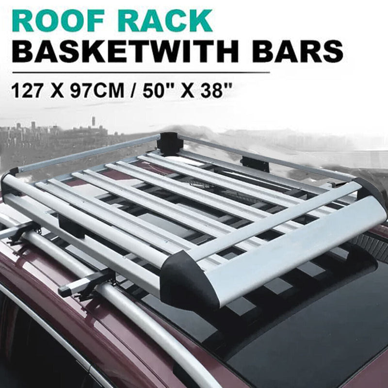 Universal Roof Rack Basket Car Top Luggage 127X90 cm (Sliver)