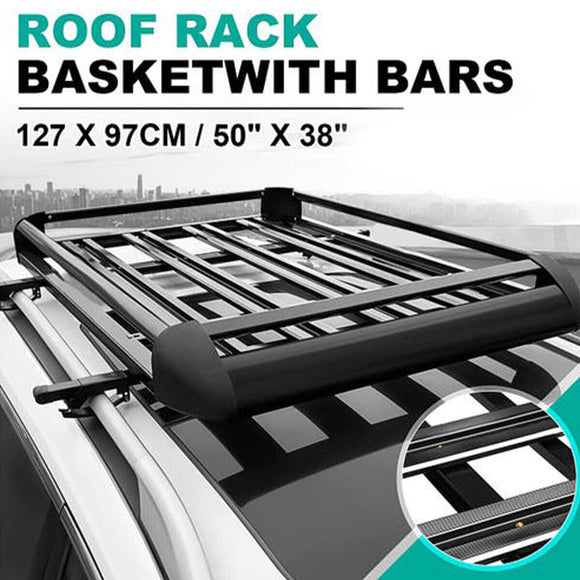 Universal Roof Rack Basket Car Top Luggage 127X90 cm (Black)