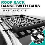 Universal Roof Rack Basket Car Top Luggage 127X90 cm (Black)