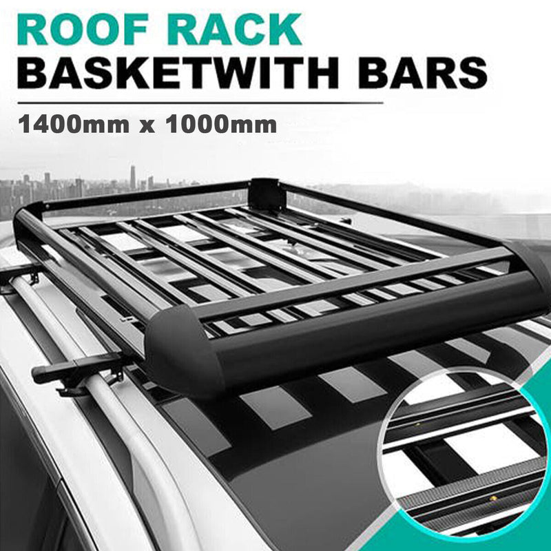 Universal Roof Rack Basket Car Top Luggage 140X96 cm (Black)