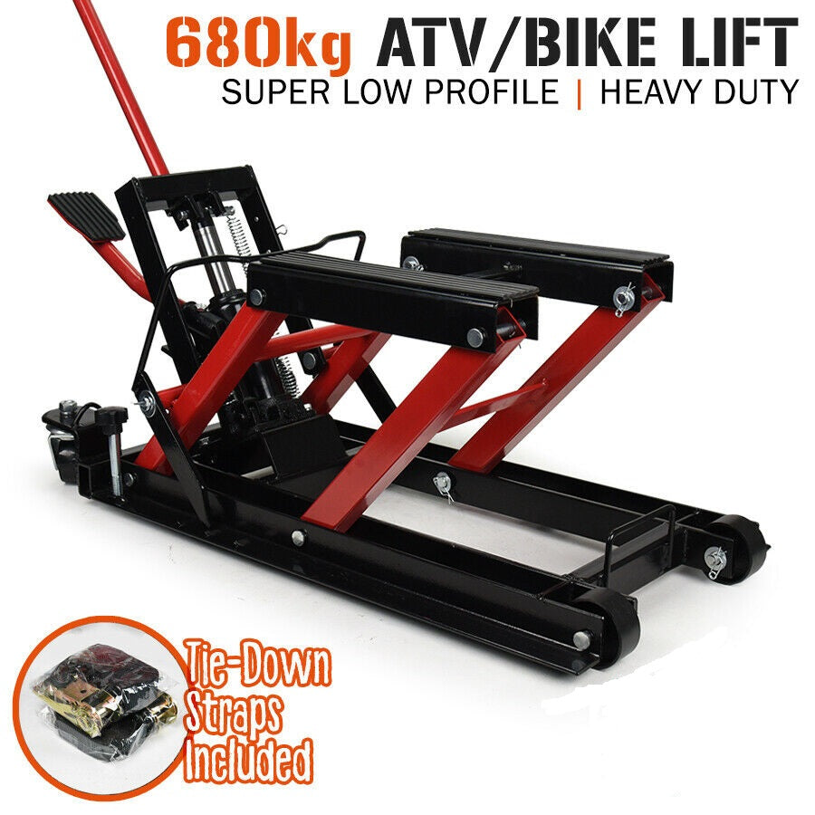 Motorcycle &amp; ATV Quad Bike Lifter Jack 680Kg -1500lbs (Including 2xTie Downs)