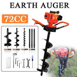 High-Powered Post Hole Borer Earth Auger 72cc Including 100mm 200mm 300mm Auger