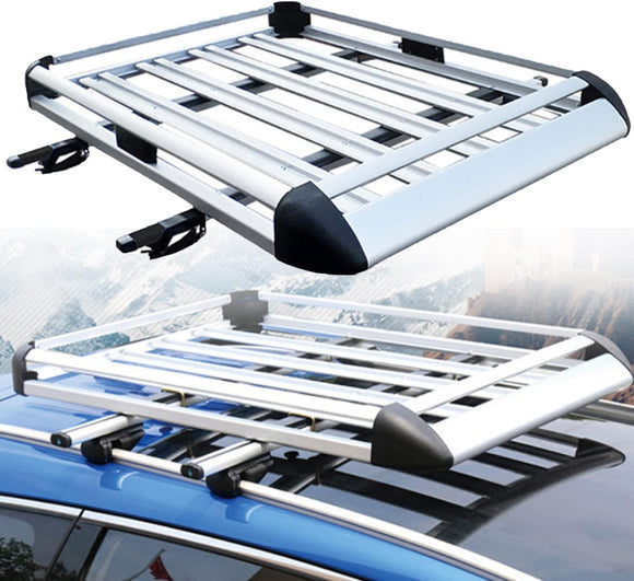 Universal Roof Rack Basket Car Top Luggage 140X96 cm (Sliver)