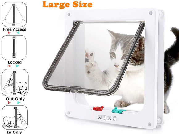 Large Cat Pet Flap Door Magnetic Pet Door with 4 Way Lock Size L