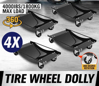 4 x Heavy Duty Vehicle Wheel Dolly Sets Ball Bearings Trolley Rated at 1800KG