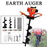 High-Powered Post Hole Borer Earth Auger 72cc Including 100mm 200mm 300mm Auger