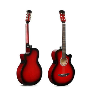 Brand New 38" Acoustic Guitar Red  (With A Free Carry Bag Case)