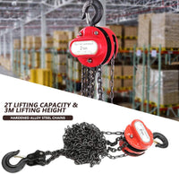 Chain Block &amp; Tackle Hoist 3M 2Ton