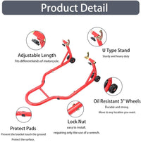 Motorcycle Rear Stand Paddock Stand Lift (Supports 385kg)